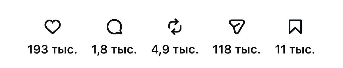 Статистика ролика: 193 тыс. лайков, 1,8 тыс. комментариев, 4,9 тыс. репостов, 118 тыс. отправок, 11 тыс. сохранений